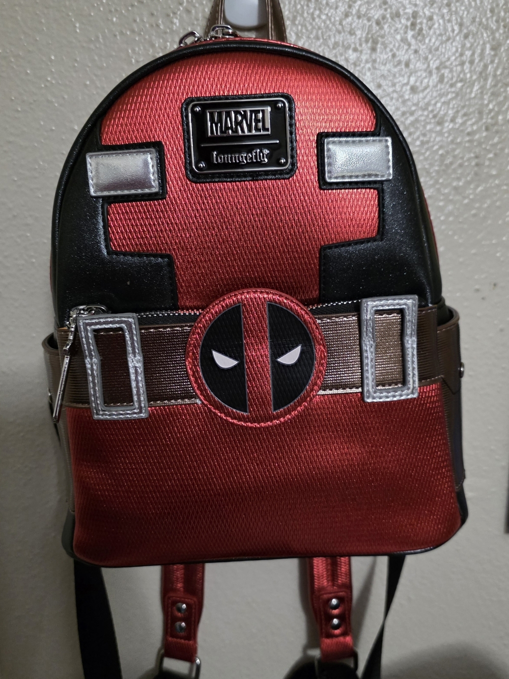Loungefly Deadpool Red Black Metallic Mini Backpack